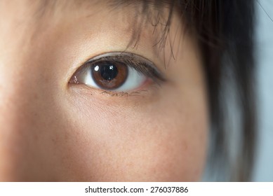 Closeup portrait of an Asian beautiful girl eye.