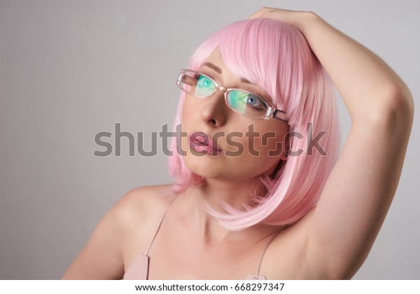 Closeup Portrait Beauty Fashion Model Pink Stock Photo Edit Now