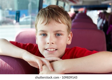 Closeup Portrait Of Boy In Bus