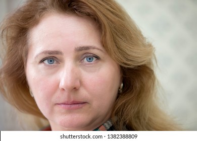 Closeup Portrait Of A Forty Year Old Woman