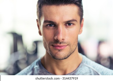 Closeup Portrait Of A Handsome Man At Gym