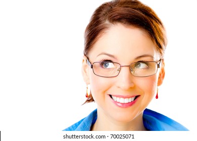 Closeup Portrait Happy Adorable Woman Wearing Stock Photo 70025071 ...