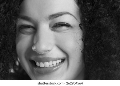 Closeup Portrait Happy Girl Smiling Black Stock Photo 262904564 ...