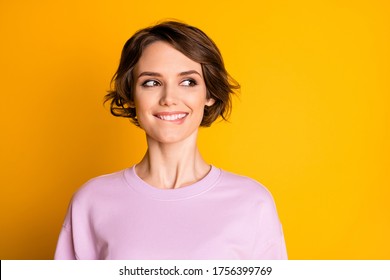 Close-up Portrait Of Her She Nice Attractive Lovely Cute Curious Cheerful Cheery Girl Creating Solution Thinking Isolated On Bright Vivid Shine Vibrant Yellow Color Background