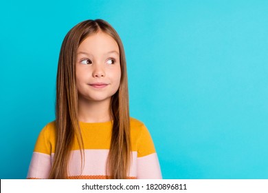 Close-up portrait of her she nice-looking lovely attractive curious creative cheery long-haired girl learning creating plan copy space isolated over bright vivid shine vibrant blue color background - Shutterstock ID 1820896811