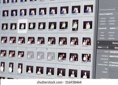 Close-up Of Portrait Images Displayed In Grid In Photo Editing Software.