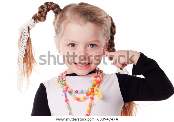 closeup portrait of little beautiful girl,  Pippi Longstocking