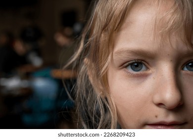 close-up portrait of a little girl with blond hair. horizontal - Powered by Shutterstock