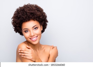 Close-up Portrait Of Nice Attractive Cheerful Wavy-haired Girl Touching Shoulders Applying Balm Shower Gel Cream Balance Clean Clear Silky Skin Isolated On Light White Gray Color Pastel Background