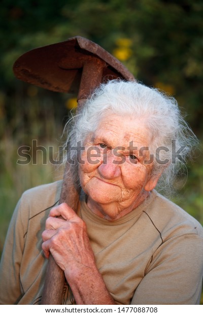 Closeup Portrait Old Woman Gray Hair Stock Photo Edit Now