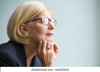 Closeup Portrait Of Pensive Senior Business Woman