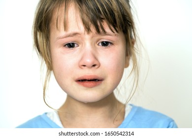 Closeup Portrait Sad Crying Child Girl Stock Photo 1650542314 