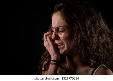 Closeup Portrait Scared Woman Crying Bruises Stock Photo (Edit Now ...