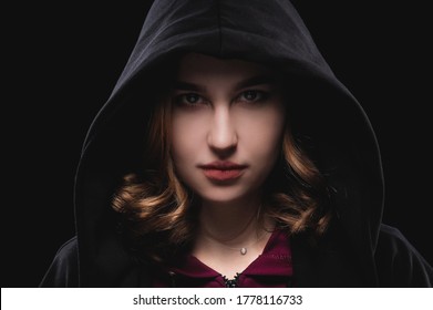 a girl with a hoodie