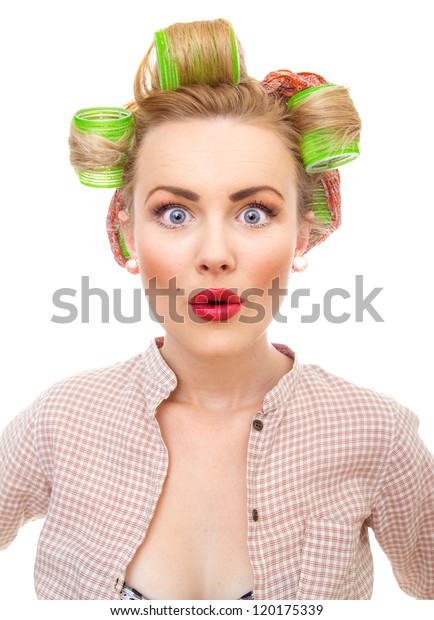 Closeup Portrait Surprised Funny Pinup Girl Stock Photo Edit Now