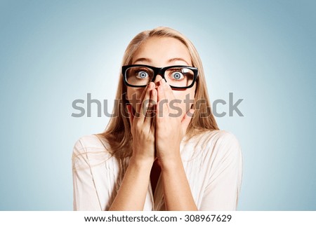 Similar – Image, Stock Photo Young woman looks amazed on the beach