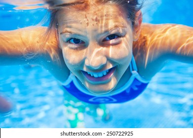 Closeup Portrait Underwater Happy Cute Girl Stock Photo 250722925 ...