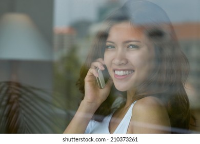 Closeup Portrait Vietnamese Young Woman Talking Stock Photo 21