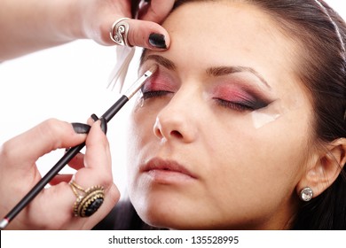 Closeup Portrait Woman Having Makeup Applied Stock Photo 135528995 ...