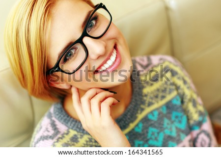 Similar – Image, Stock Photo Young natural blonde woman smiles