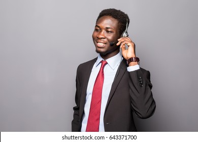 Closeup Portrait Of A Young Male Customer Service Representative Or Call Center Worker Or Operator, Support Staff Speaking With Head Set