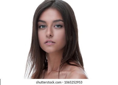 close-up portrait of a young woman with day make-up. - Shutterstock ID 1065252953