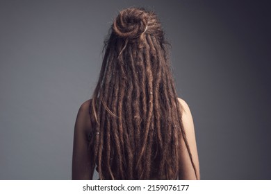 Closeup Portrait Of Young  Woman,  Dreadlocks And Long Hair￼ Back View
