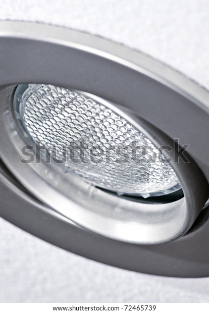Closeup Pot Light Recessed Lighting Ceiling Stock Photo