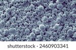 A closeup of powder particles for 3D printing. Photo taken with an electron microscope