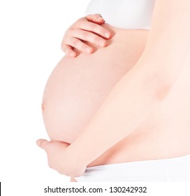 Closeup of a pregnant  belly