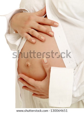 Similar – Image, Stock Photo Top view of hands massaging female abdomen