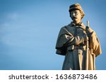 Close-up of the Private Soldier Monument at the Antietam National Cemetery in Sharpsburg, Maryland, USA - with Copy Space