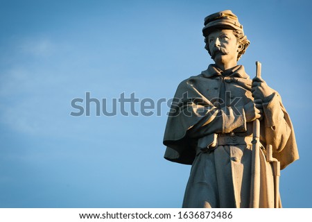 Close-up of the Private Soldier Monument at the Antietam National Cemetery in Sharpsburg, Maryland, USA - with Copy Space
