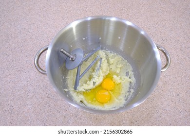 A Closeup Of The Process Of Making Banana Bread