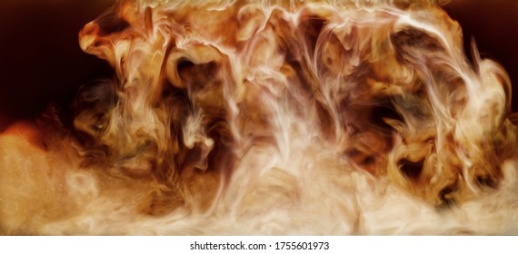 Closeup process of making latte, cappuccino, pouring milk, cream into transparent glass cup with coffee. Abstract brown background with light stains. Mixing of liquids. Hot caffeine drinks concept.