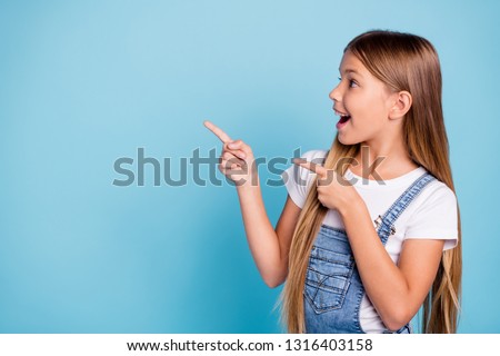 Similar – Image, Stock Photo side portrait of blonde long haired woman in black tank top
