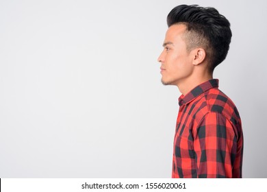 Closeup Profile View Of Young Asian Hipster Man