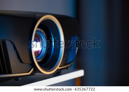 Closeup of projector for cinema and presentation
