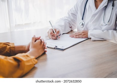 Close-up of the psychiatrist's hand holding the patient's hand. To encourage and comfort the patient	 - Shutterstock ID 2072632850