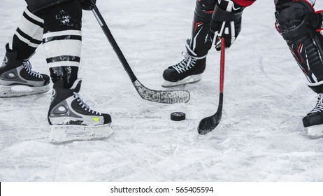close-up with the puck during the game