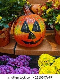 Closeup Pumpkin Decorating In The Holiday 