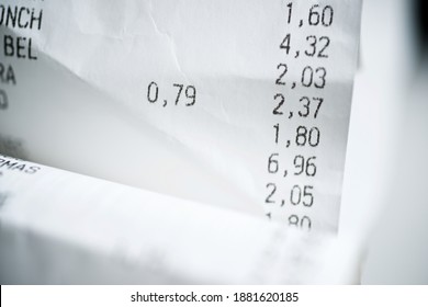 Close-up of a purchase receipt. - Shutterstock ID 1881620185