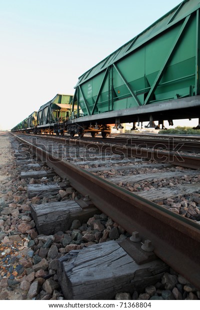 close-up of\
rail freight train, with selective\
focus
