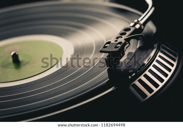 Closeup Record Player Playing Vinyl Disk Stock Photo Edit Now