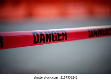 Closeup Of Red Danger Tape.
