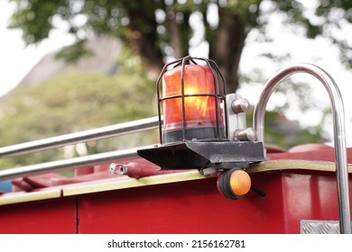 Close-up of red emergency light of fire engine