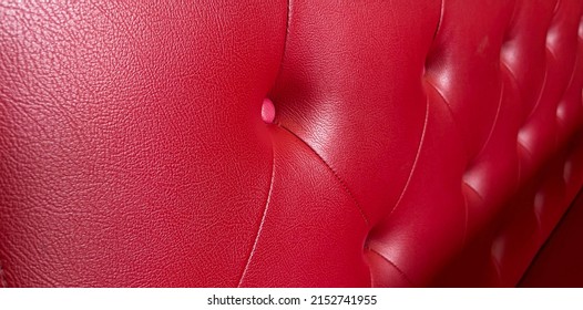 Closeup Red Leather Texture, Red Leather Seat.