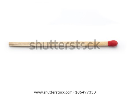 Close-up of a red match isolated on a white background. with clipping path