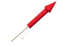 Close-up Of Red Rocket Firework Isolated Over White Background