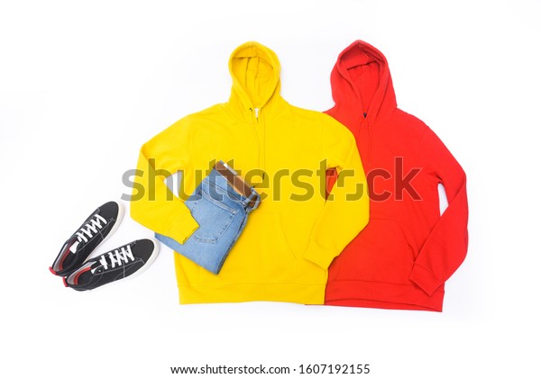red and yellow hoodie